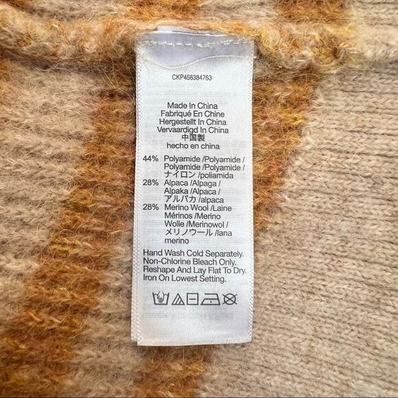 Madewell Juniper Space Dye Sweater Women M Mustard Cream Alpaca Wool Cropped - Picture 8 of 8